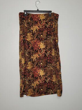 Vintage Christopher and Banks moody brown orange rustic wrap style skirt 14